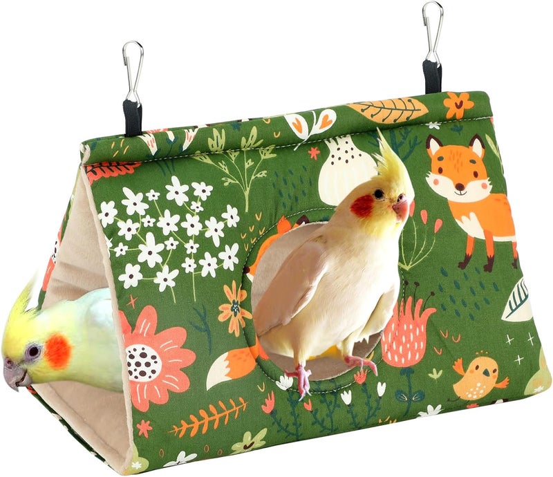 Rypet Winter Warm Bird Nest House - Hanging Hammock Velvet Shed Hut Cage Plush Fluffy Birds Hideaway Sleeping Bed Fuzzy for Parrot Parakeet Cockatiels Budgies Lovebird Medium（Green） - Image 1